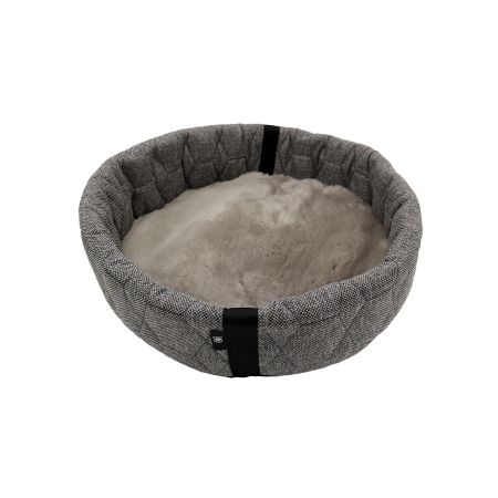 Lammfellbett Rund Greta grau/grau ca. 45cm Durchmesser
