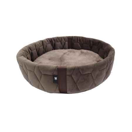 Lammfellbett Rund Samt braun/braun ca. 45cm Durchmesser