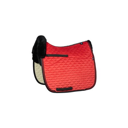 Lammfell Schabracke Dressur Gr.L Samt rot/schwarz