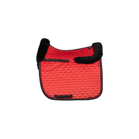 Lammfell Schabracke Dressur Gr.L Samt rot/schwarz