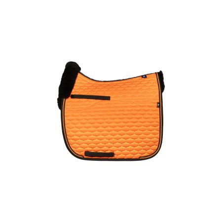 Lammfell Schabracke Dressur Gr.L Glanz orange/schwarz