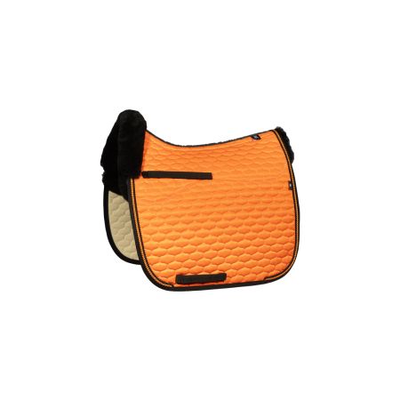 Lammfell Schabracke Dressur Gr.L Glanz orange/schwarz