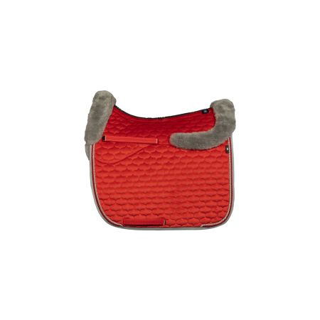 Lammfell Schabracke Dressur Gr.L Samt rot/grau