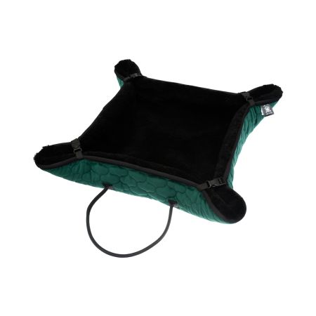 Lammfell-Kuschelbett für Hunde & Katzen Samt grün/schwarz  60x60cm