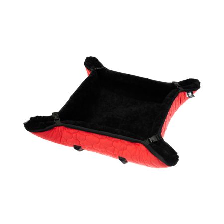 Lammfell-Kuschelbett für Hunde & Katzen Samt rot/schwarz  60x60cm