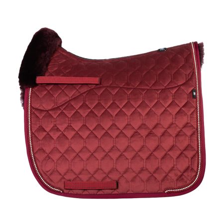Lammfell Schabracke Dressur Gr.L Samt Rubin Rot / Brombeer