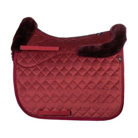 Lammfell Schabracke Dressur Gr.L Samt Rubin Rot / Brombeer