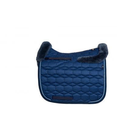 Lammfell Schabracke Dressur Gr. XL Strass Edition blue, Rand vorne und hinten