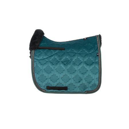 Lammfell Schabracke Dressur Gr.L Samt petrol Crystal