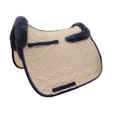 Lammfell Schabracke Dressur Gr.L  Samt creme/blau