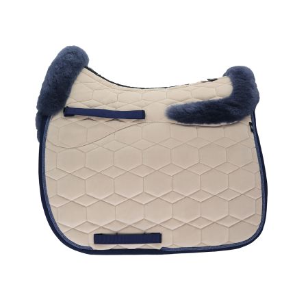 Lammfell Schabracke Dressur Gr.L  Samt creme/blau