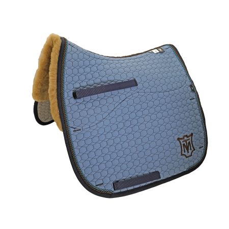 Lammfell Schabracke Dressur Gr.M cornet blue/ocker