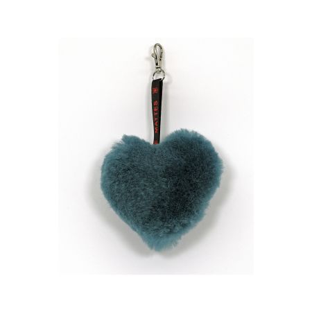 Lammfell Herz Anhänger, Schlüsselanhänger, Taschenanhänger, petrol