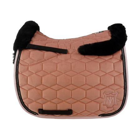 Lammfell Schabracke Dressur Gr.L Samt misty rose/schwarz