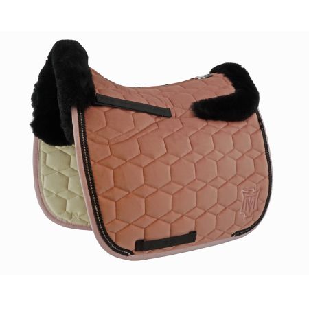 Lammfell Schabracke Dressur Gr.L Samt misty rose/schwarz