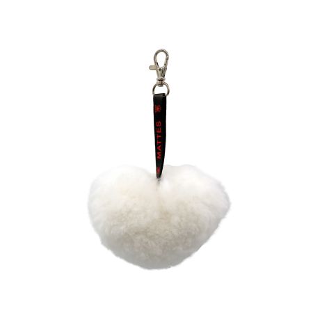 Lammfell Herz Anhänger, Schlüsselanhänger, Taschenanhänger, weiß